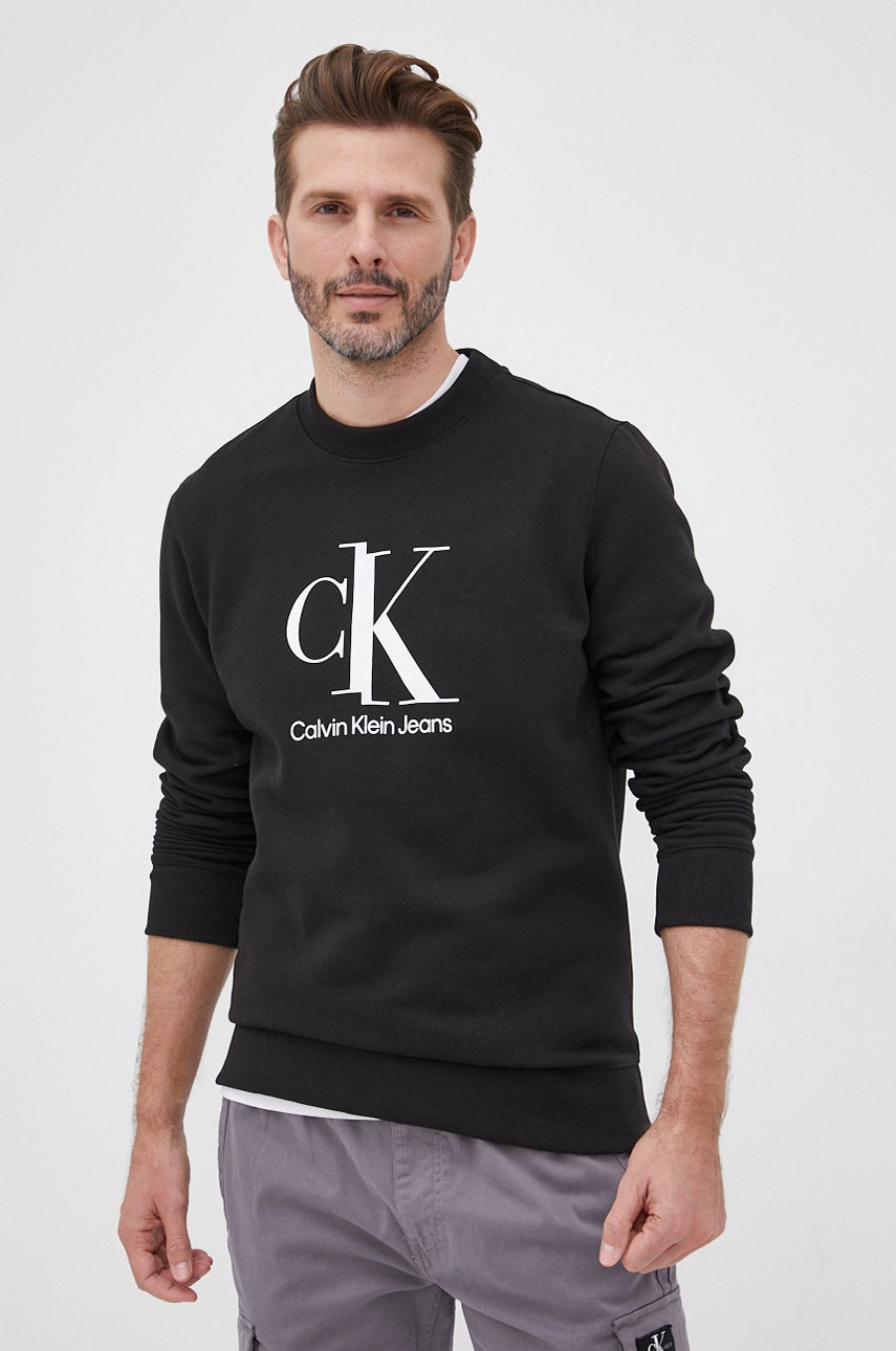 

Суичър Calvin Klein Jeans мъжка в черно с принт, Черен