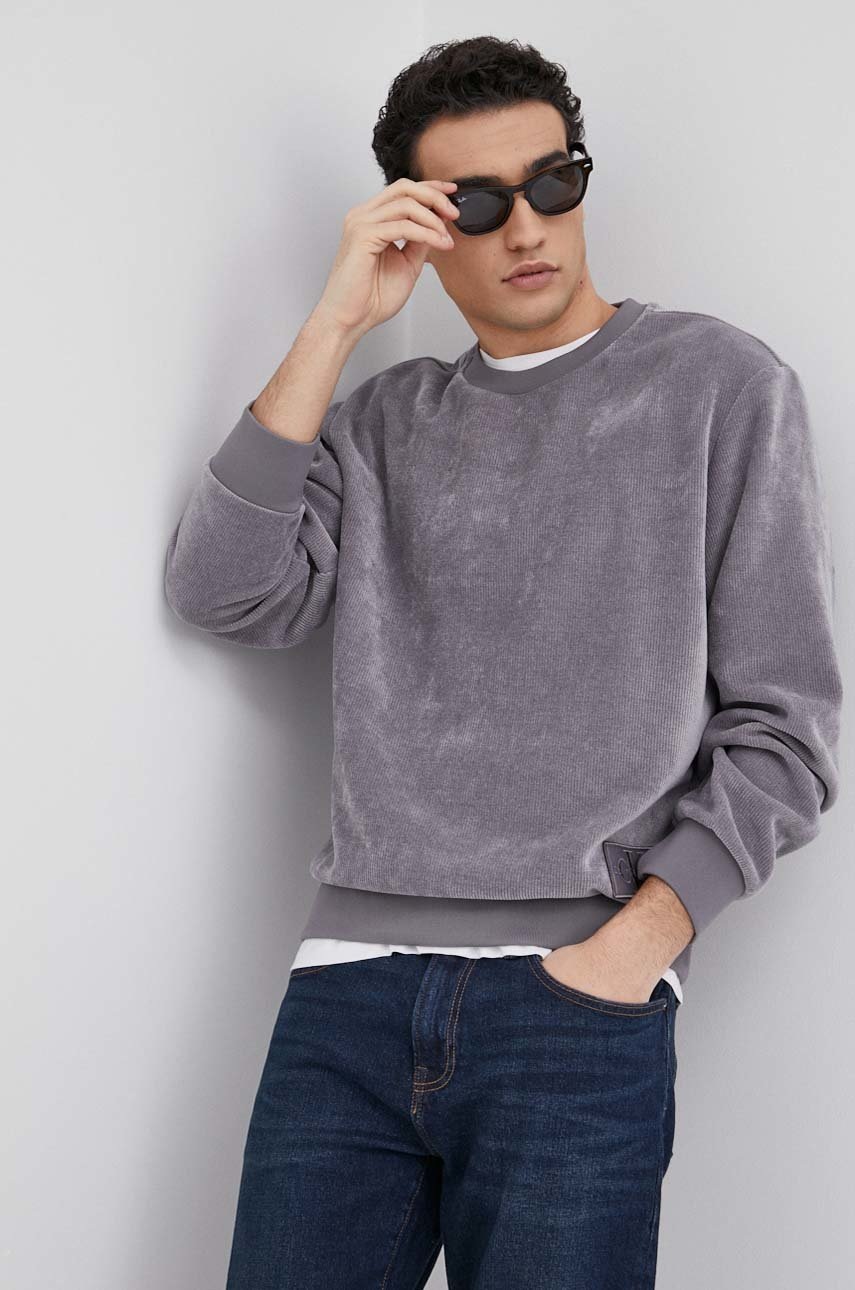 

Суичър Calvin Klein Jeans мъжка в сиво с изчистен дизайн, Сив