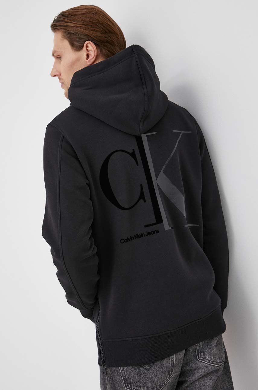 

Суичър Calvin Klein Jeans мъжка в черно с принт, Черен