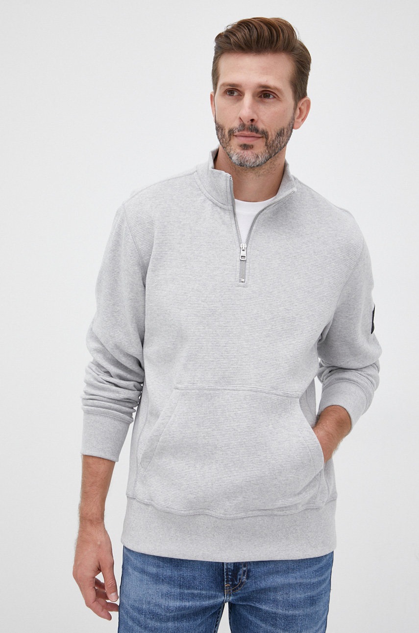 

Памучен суичър Calvin Klein Jeans мъжка в сиво с изчистен дизайн, Сив