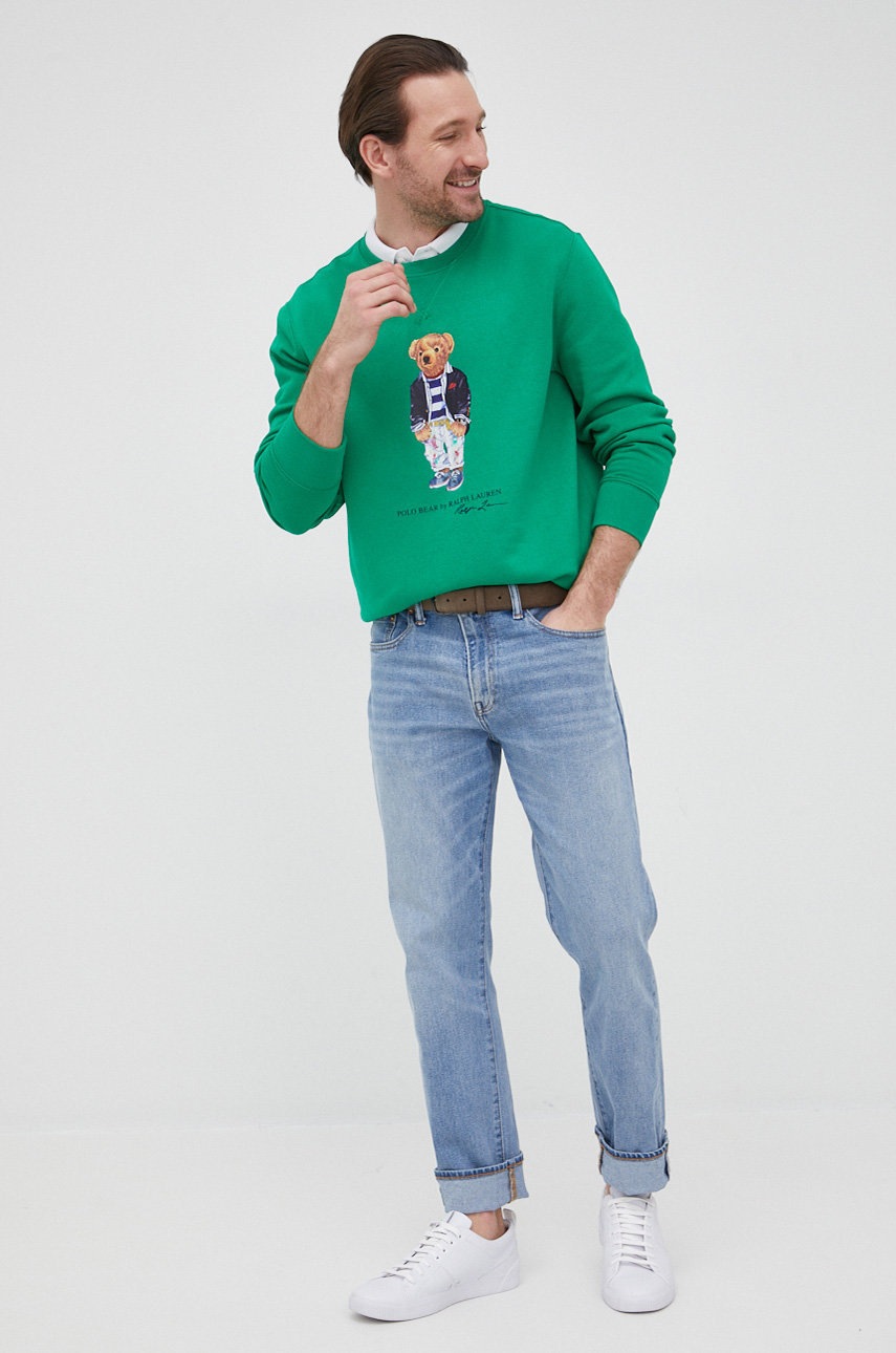 

Кофта Polo Ralph Lauren чоловіча колір зелений з принтом