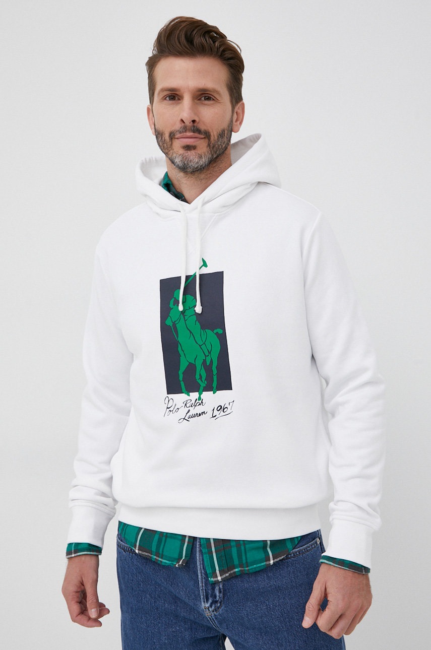 

Суичър Polo Ralph Lauren мъжка в бяло с принт, Бял