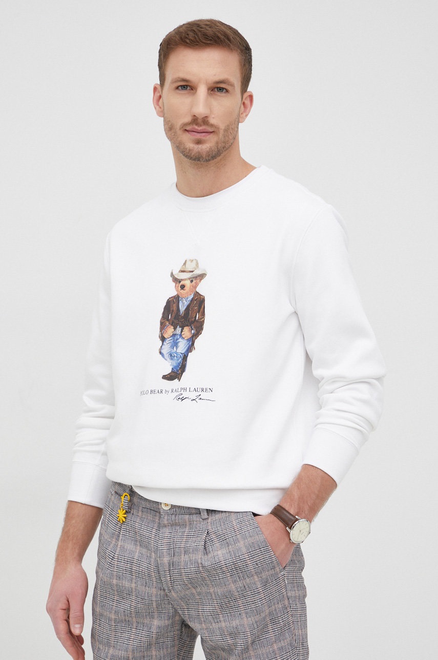 

Суичър Polo Ralph Lauren мъжка в бяло с принт, Бял