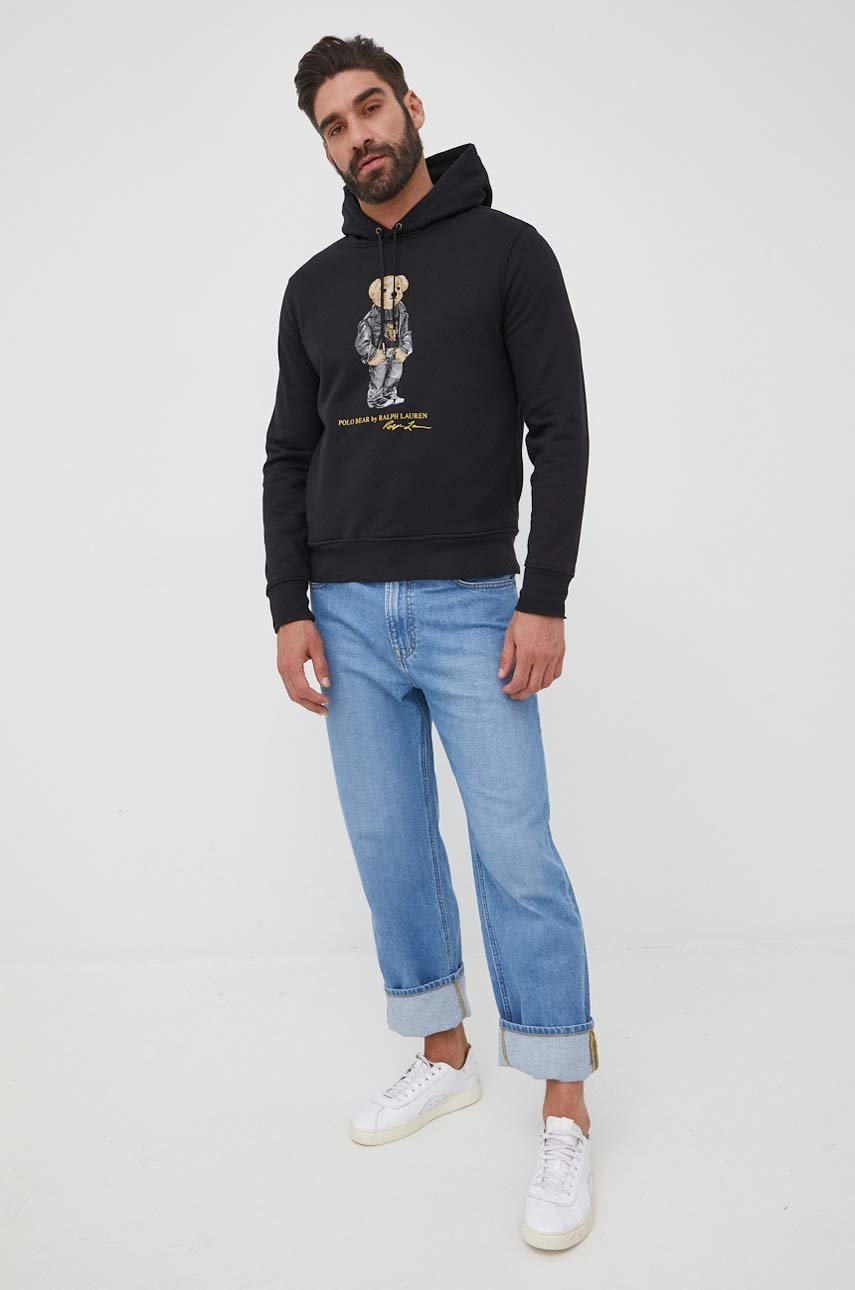 

Суичър Polo Ralph Lauren мъжка в черно с принт, Черен
