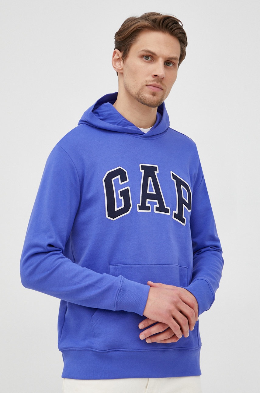 

Памучен суичър GAP мъжка с апликация, Син