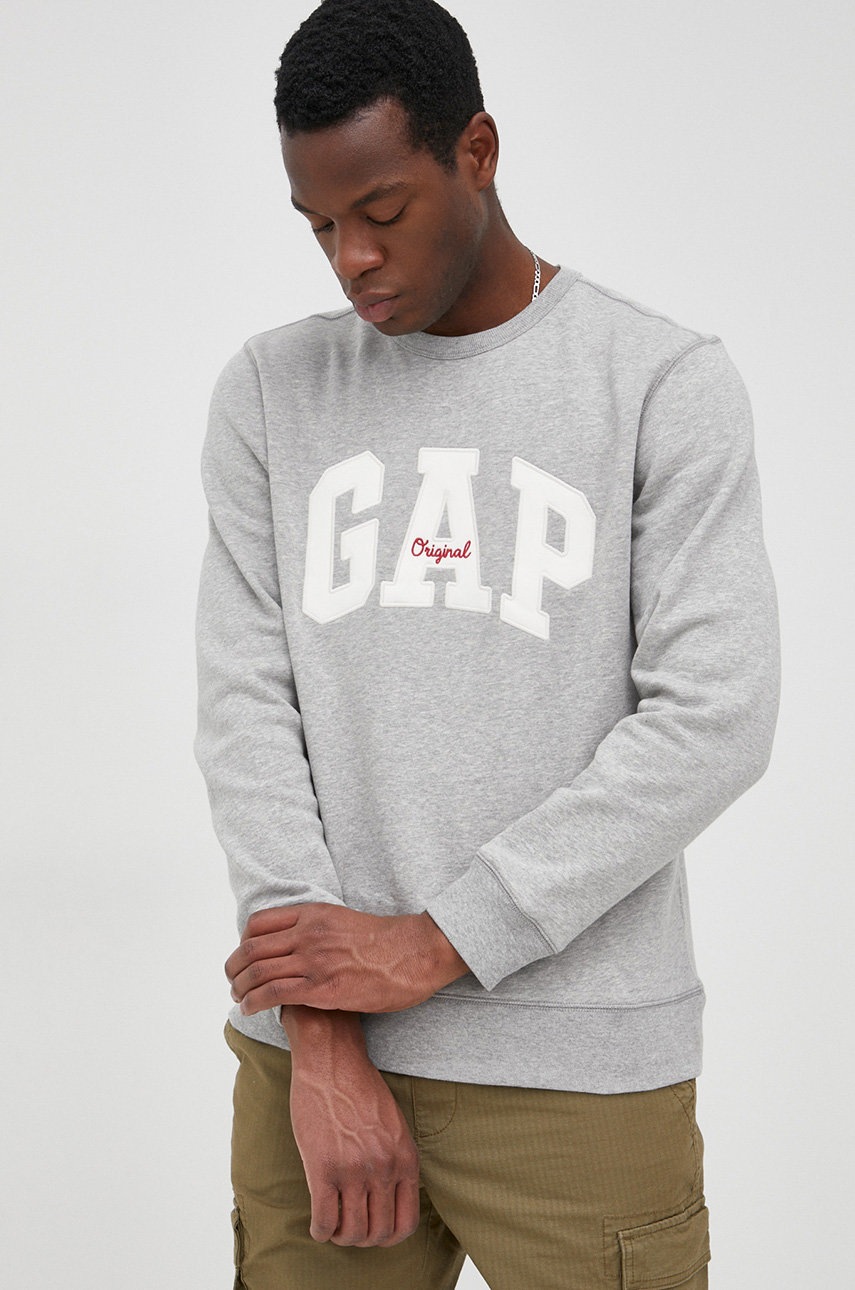 

Суичър GAP мъжка в сиво с апликация, Сив
