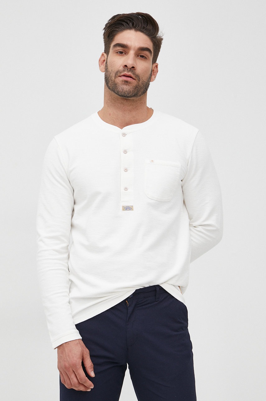 

Хлопковая кофта Scotch & Soda мужская цвет белый однотонная