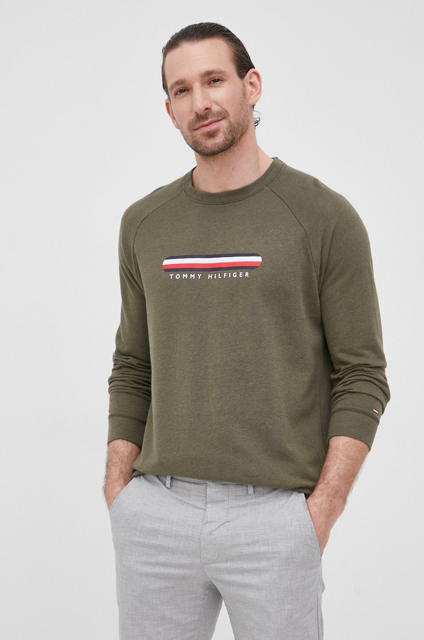 

Суичър Tommy Hilfiger мъжка в зелено с принт, Зелен