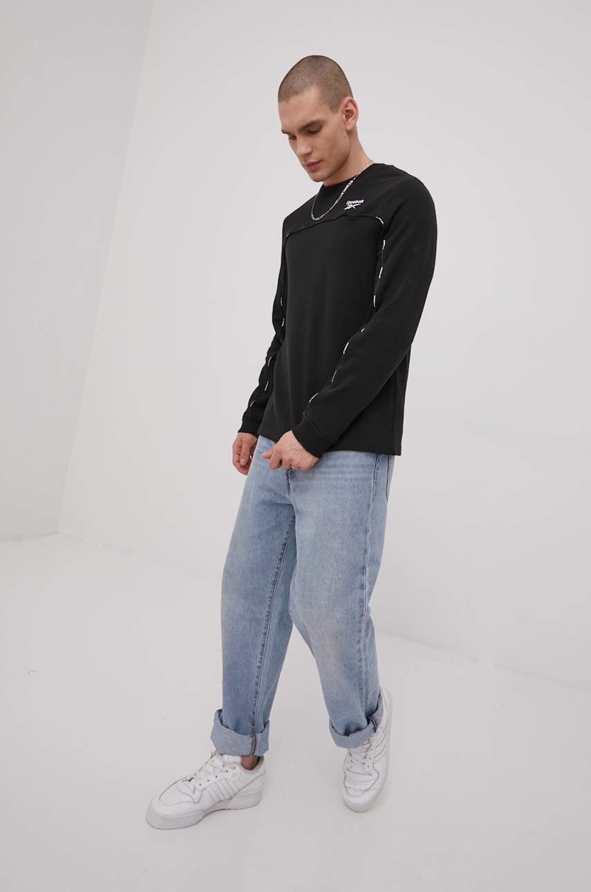 Reebok bluza barbati, culoarea negru, neted