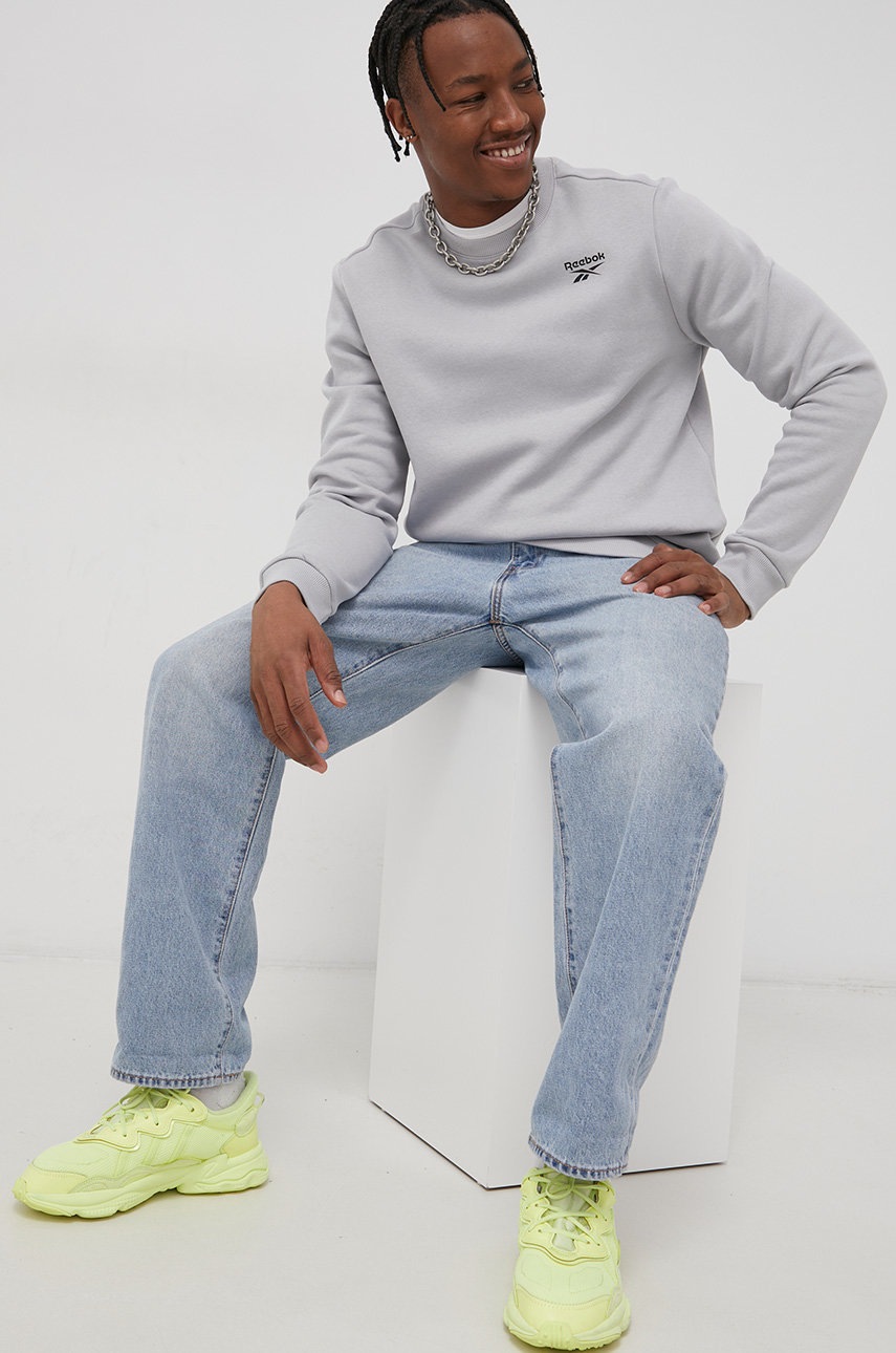 

Кофта Reebok чоловіча колір сірий гладка