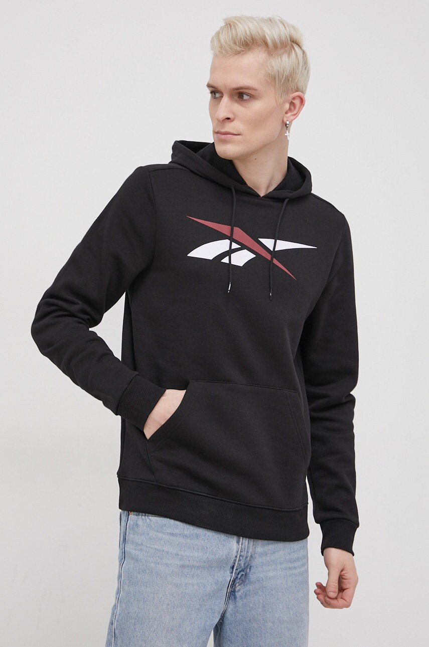 

Кофта Reebok HI0590 чоловіча колір чорний з принтом