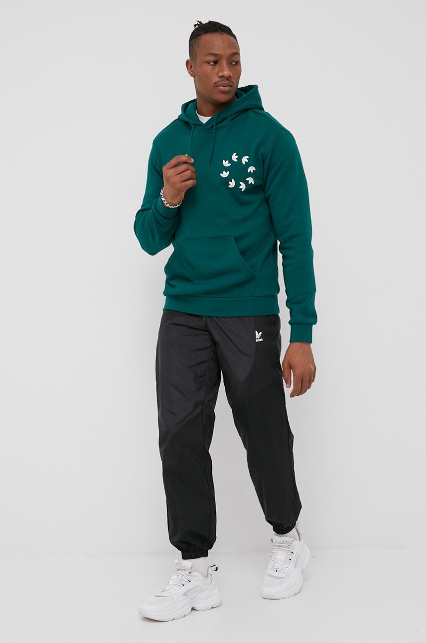 

Хлопковая кофта adidas Originals Adicolor мужская цвет зелёный с аппликацией
