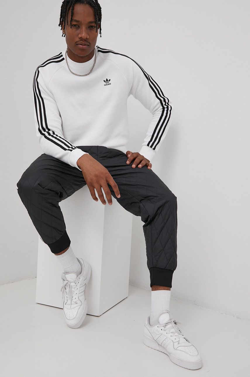 Adidas Originals Bluză HE9483 bărbați, culoarea alb, material neted