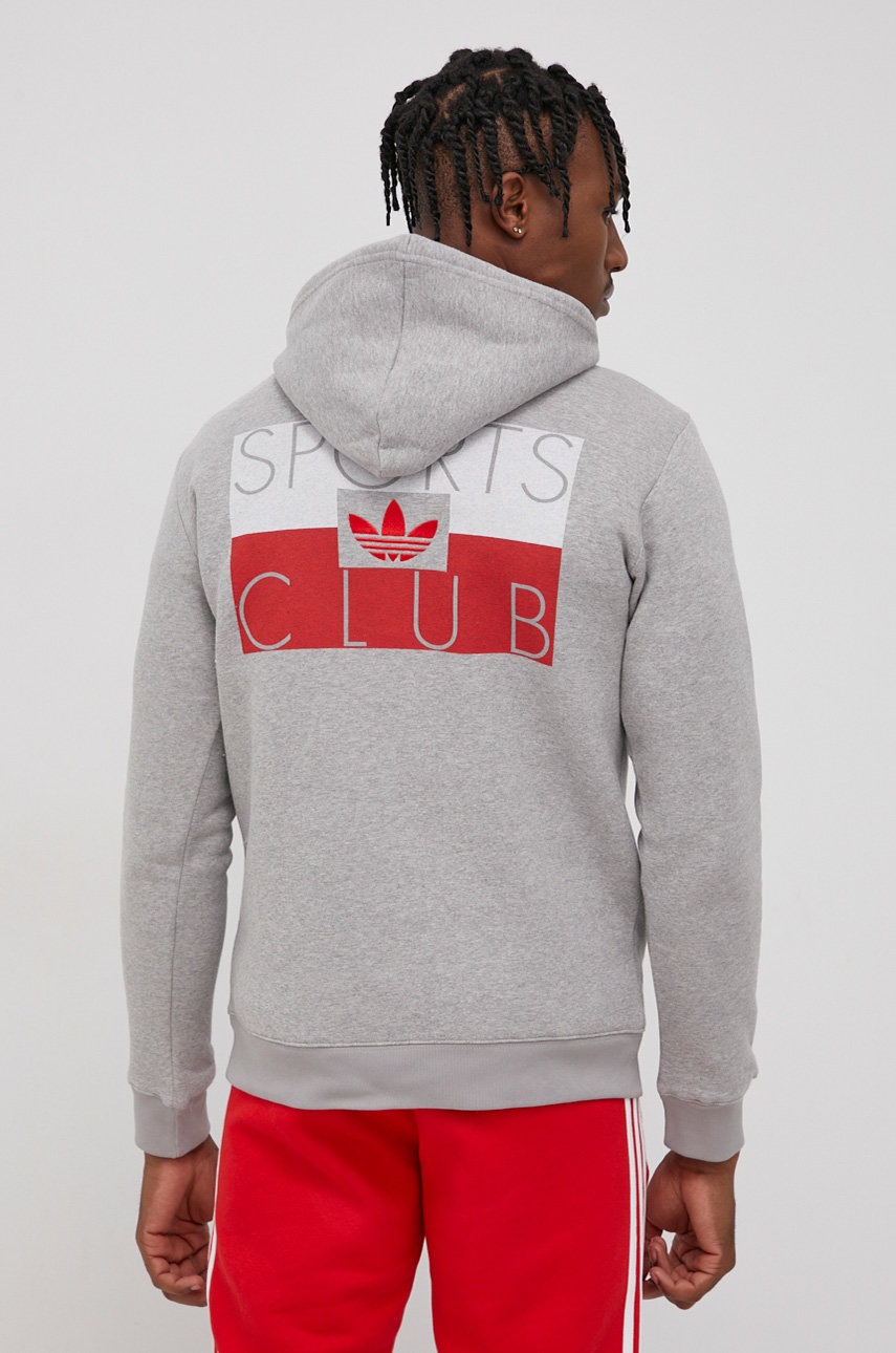 

Кофта adidas Originals HF4920 мужская цвет серый с аппликацией