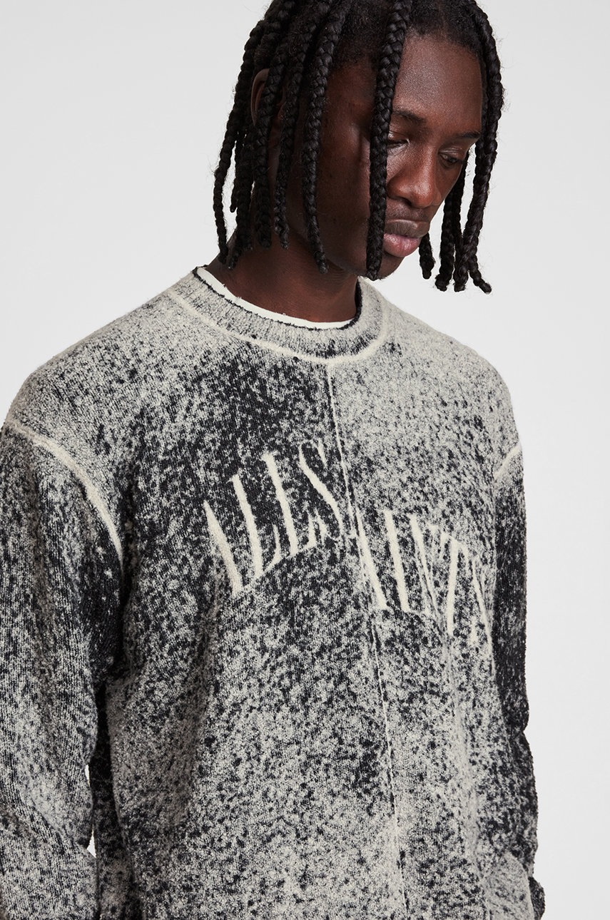 

Двусторонняя кофта AllSaints мужская цвет серый с принтом
