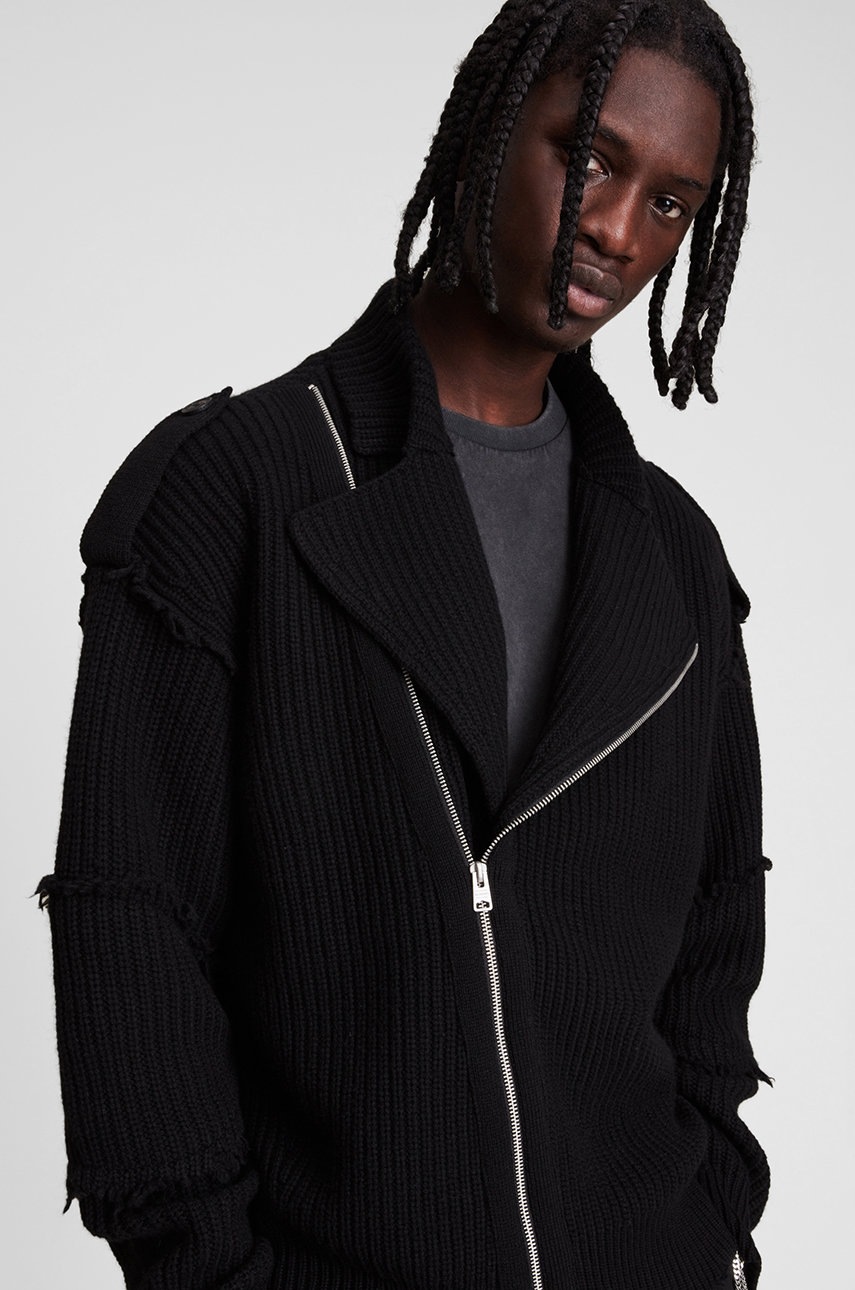 

Кофта AllSaints мужская цвет чёрный гладкая