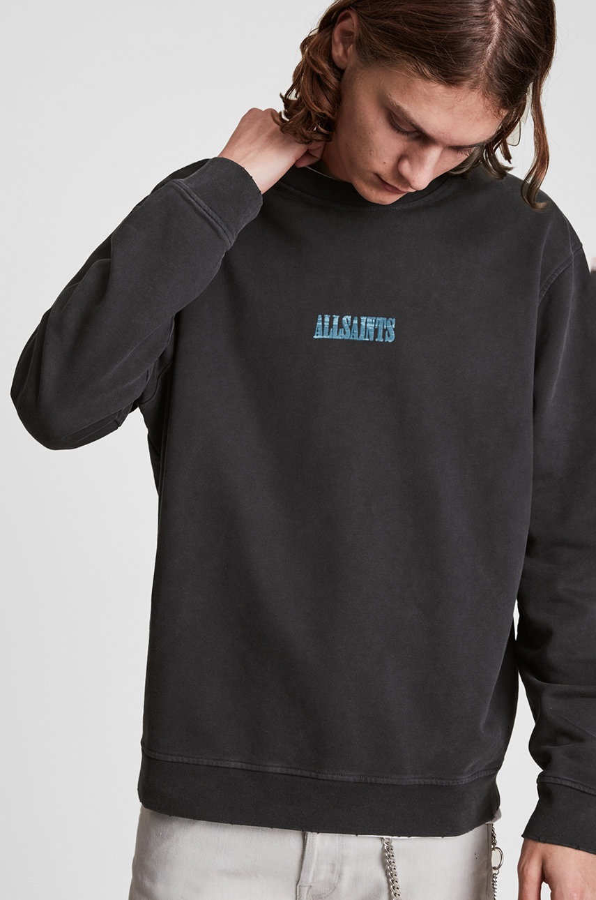 

Хлопковая кофта AllSaints мужская цвет серый с принтом