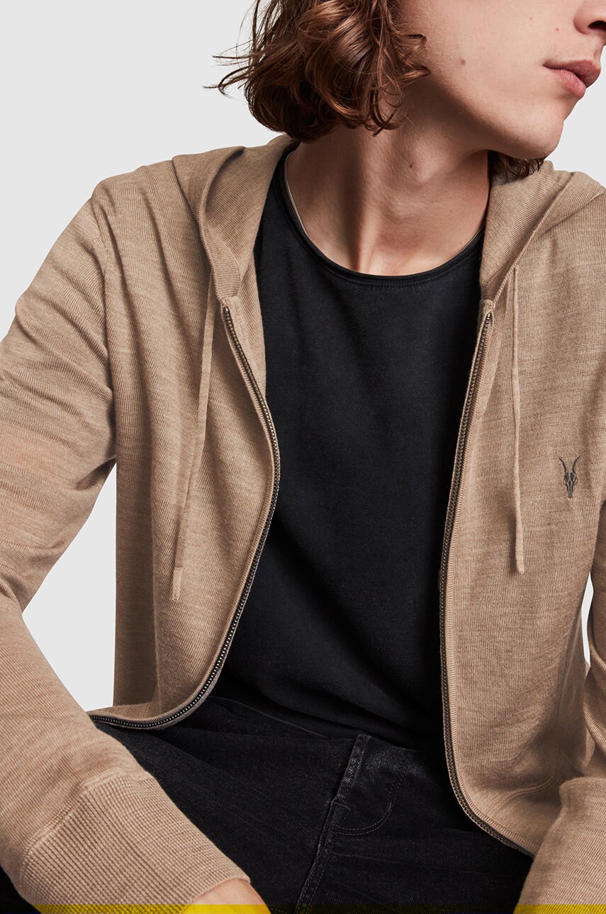 

Кофта AllSaints чоловіча колір жовтий гладка