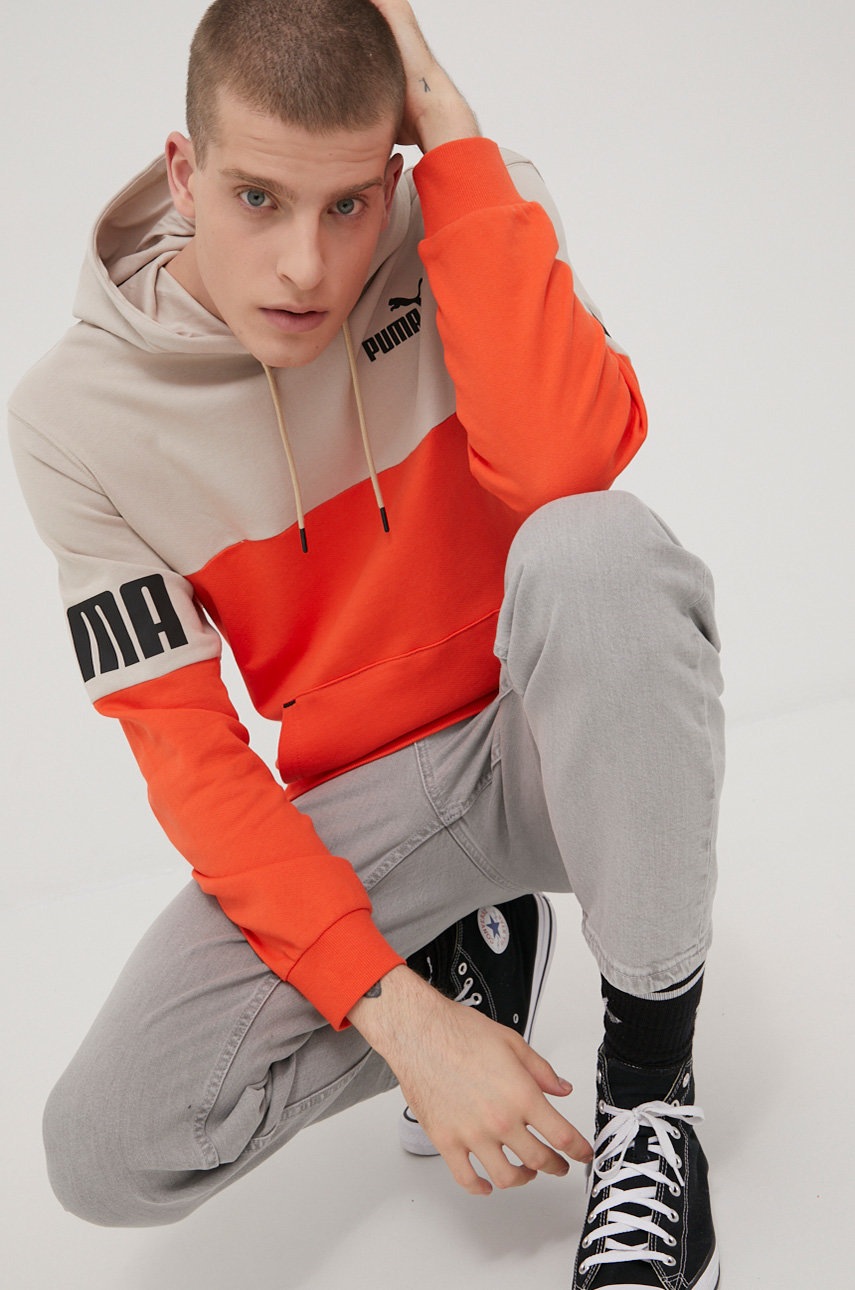

Памучен суичър Puma 84800964 мъжка в бежово с принт, Бежов
