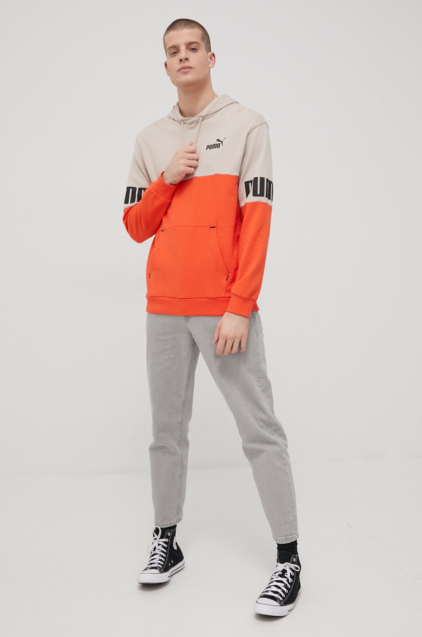 

Бавовняна кофта Puma 84800964 чоловіча колір бежевий з принтом