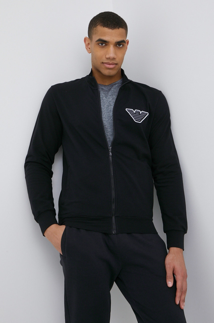 

Суичър Emporio Armani Underwear мъжка в черно с изчистен дизайн, Черен