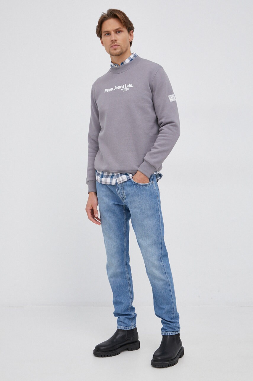 

Кофта Pepe Jeans Damon мужская цвет серый с принтом