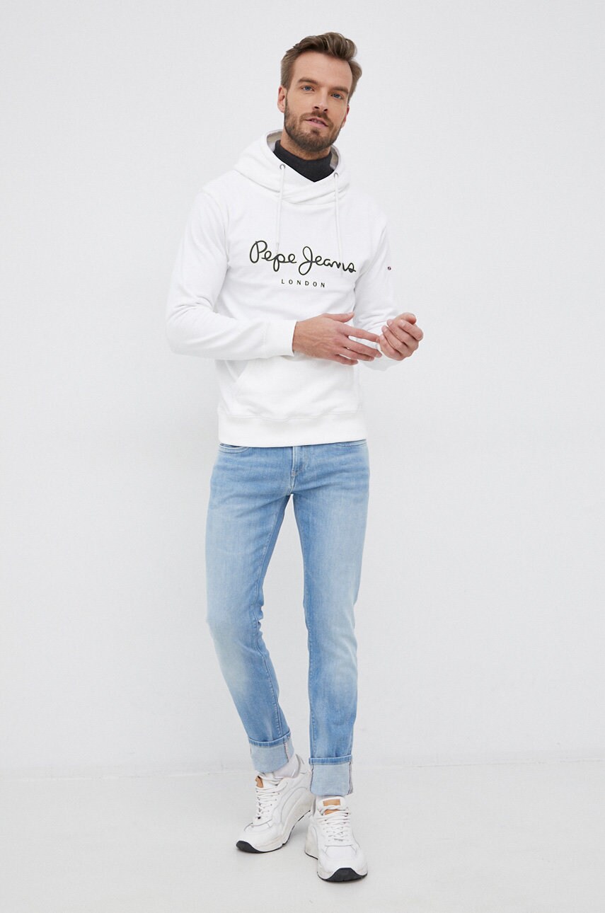 

Бавовняна кофта Pepe Jeans George чоловіча колір білий гладка
