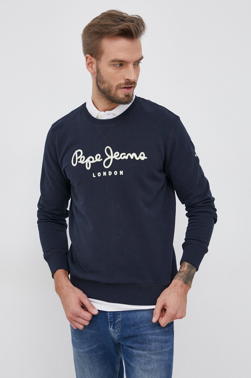

Памучен суичър Pepe Jeans George мъжки в тъмносиньо с изчистен дизайн, Тъмносин
