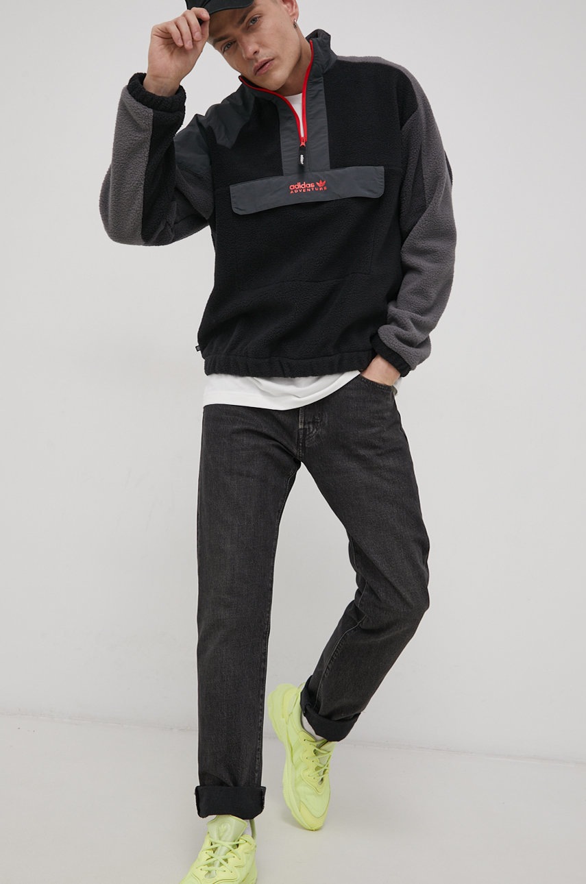 

Кофта adidas Originals HF4763 мужская цвет чёрный гладкая