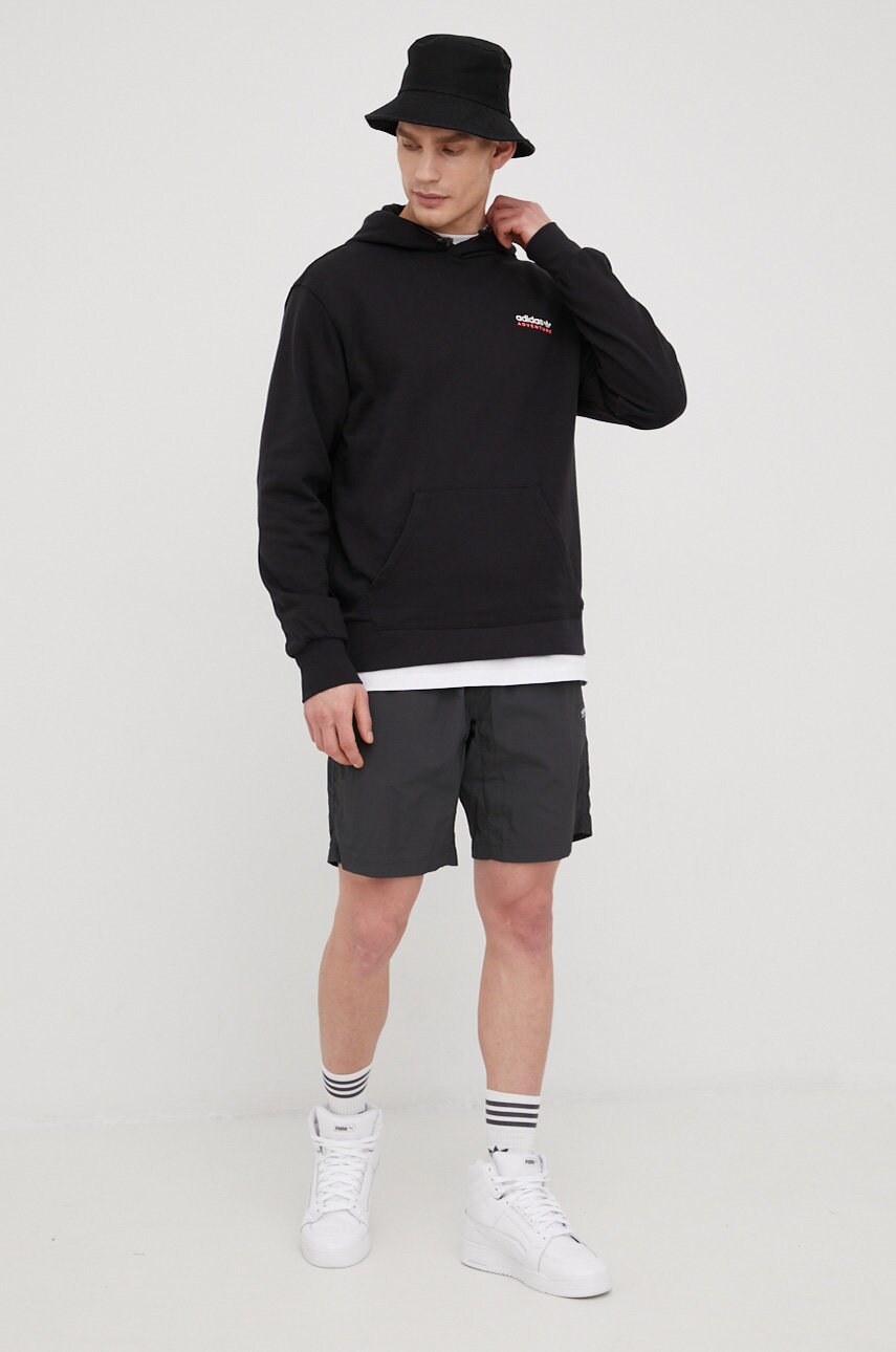 

Хлопковая кофта adidas Originals мужская цвет чёрный однотонная