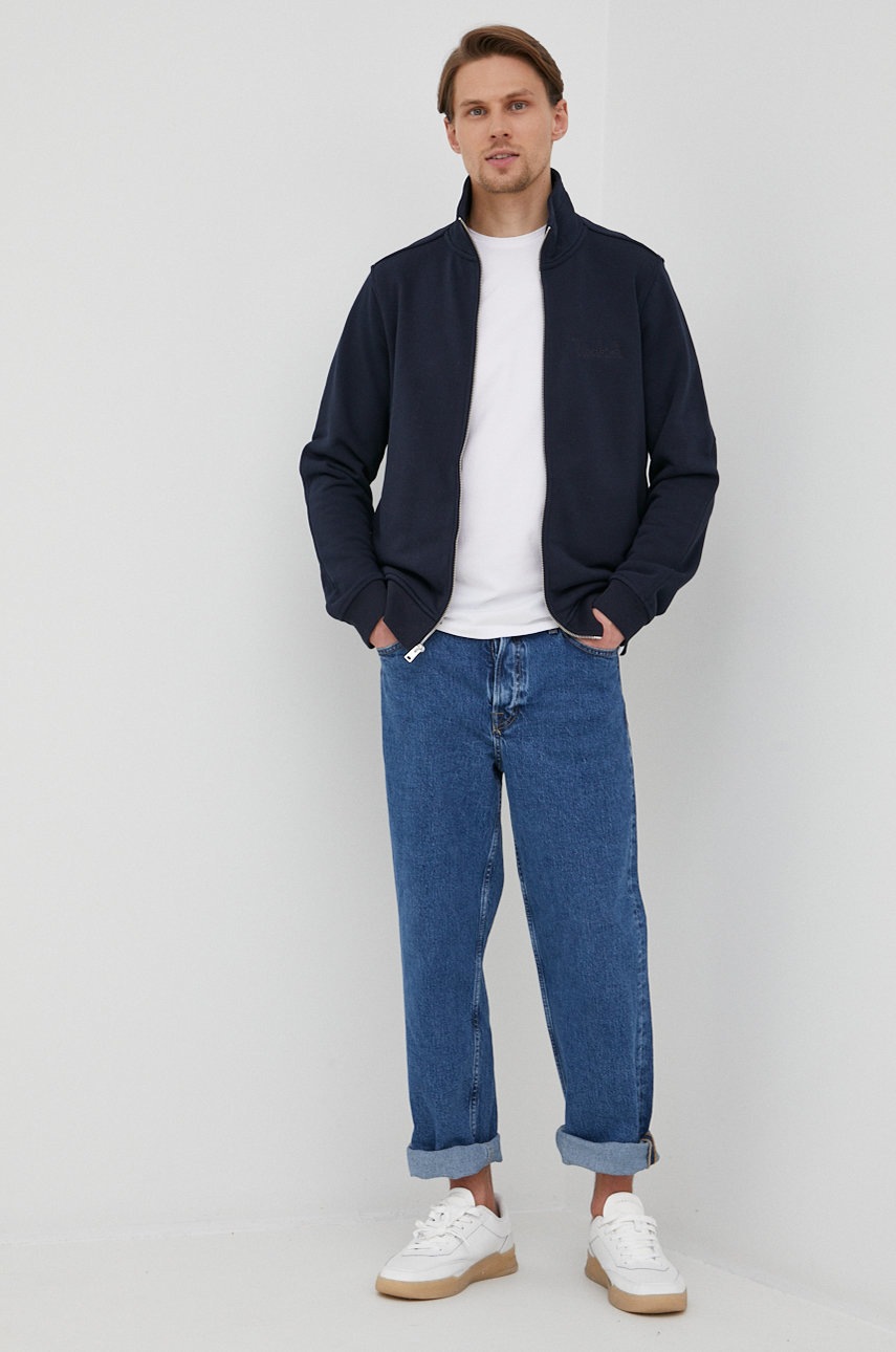 

Кофта Woolrich чоловіча колір синій однотонна