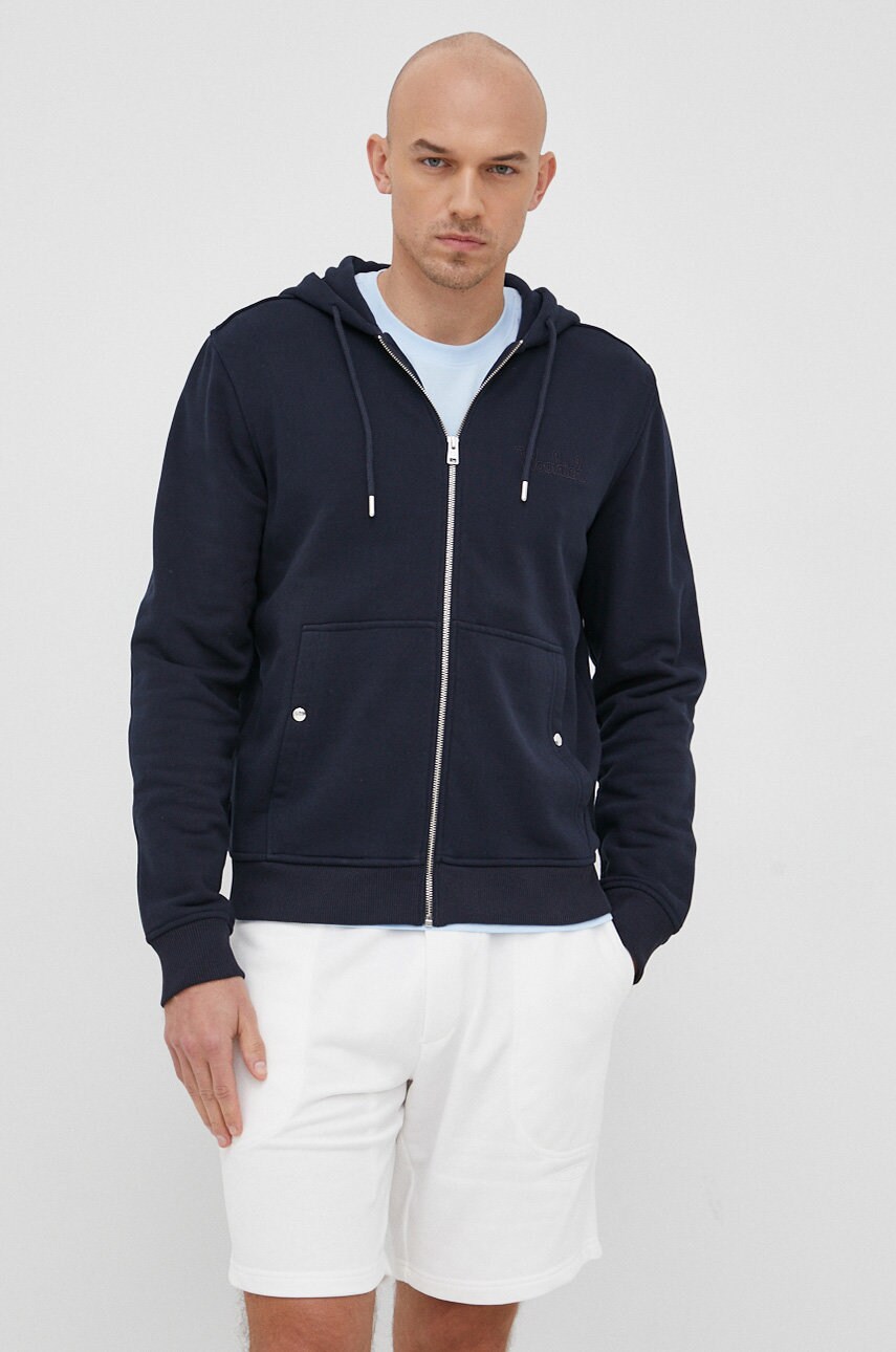 Woolrich bluza barbati, culoarea albastru marin, neted