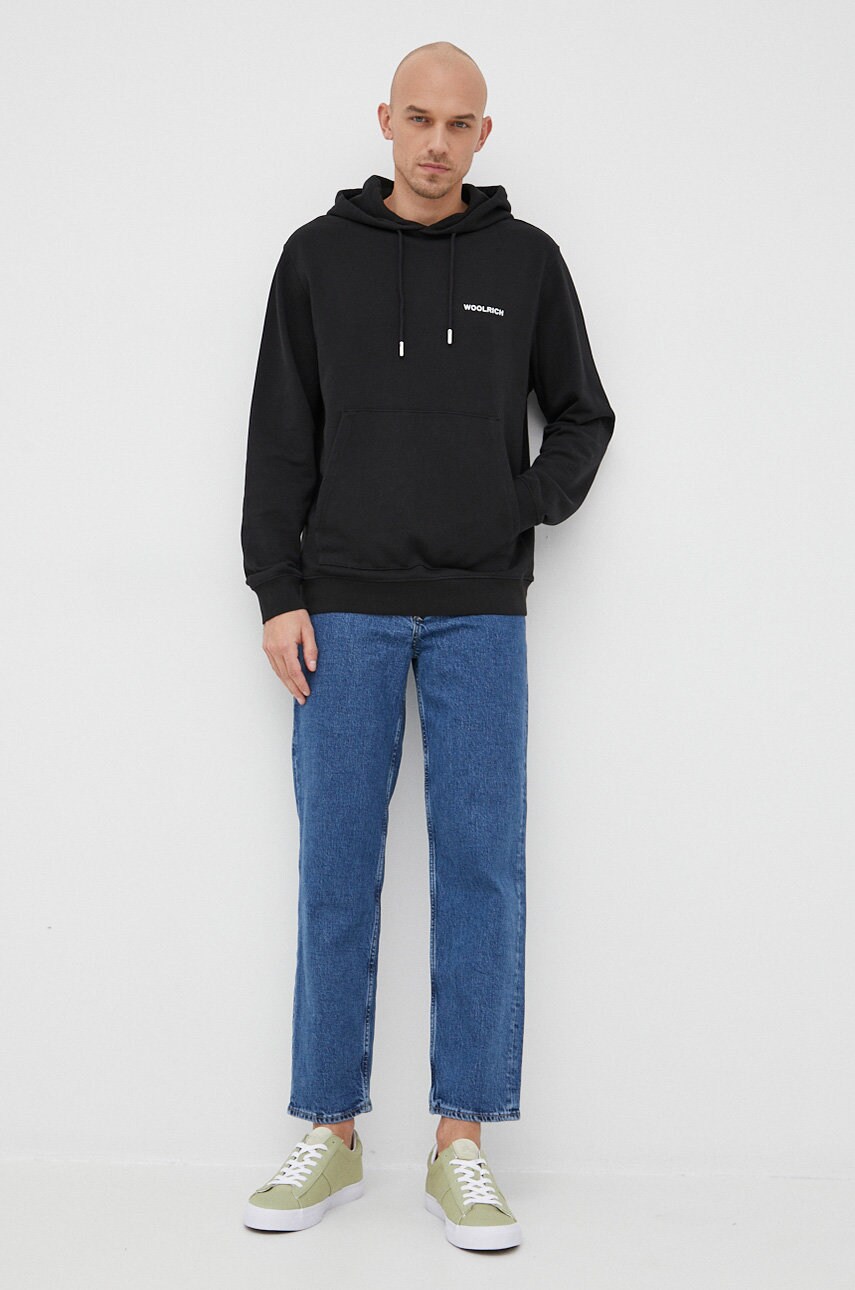 

Хлопковая кофта Woolrich мужская цвет чёрный с принтом