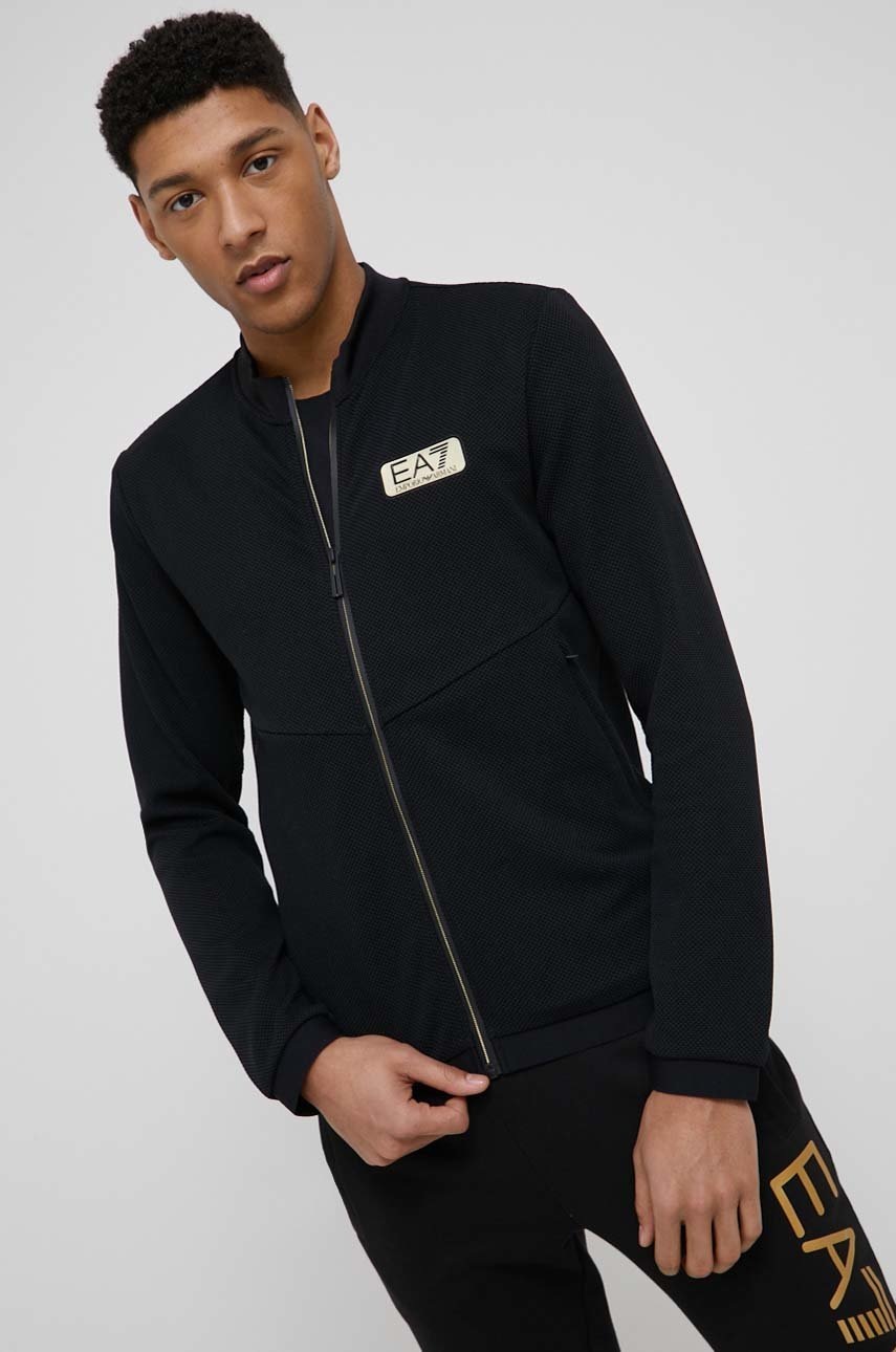 

Суичър EA7 Emporio Armani мъжка в черно с апликация, Черен