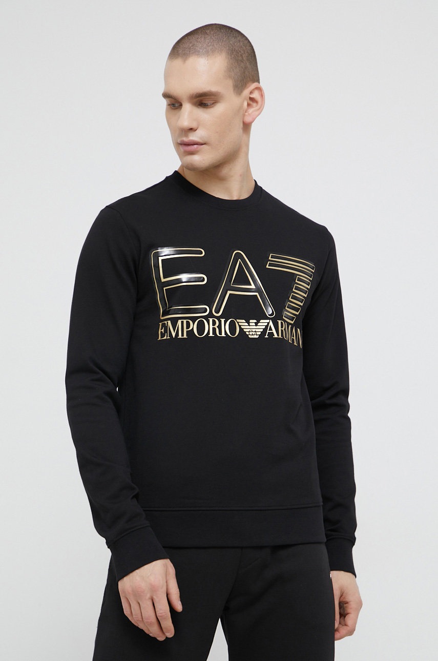 

Бавовняна кофта EA7 Emporio Armani чоловіча колір чорний з принтом