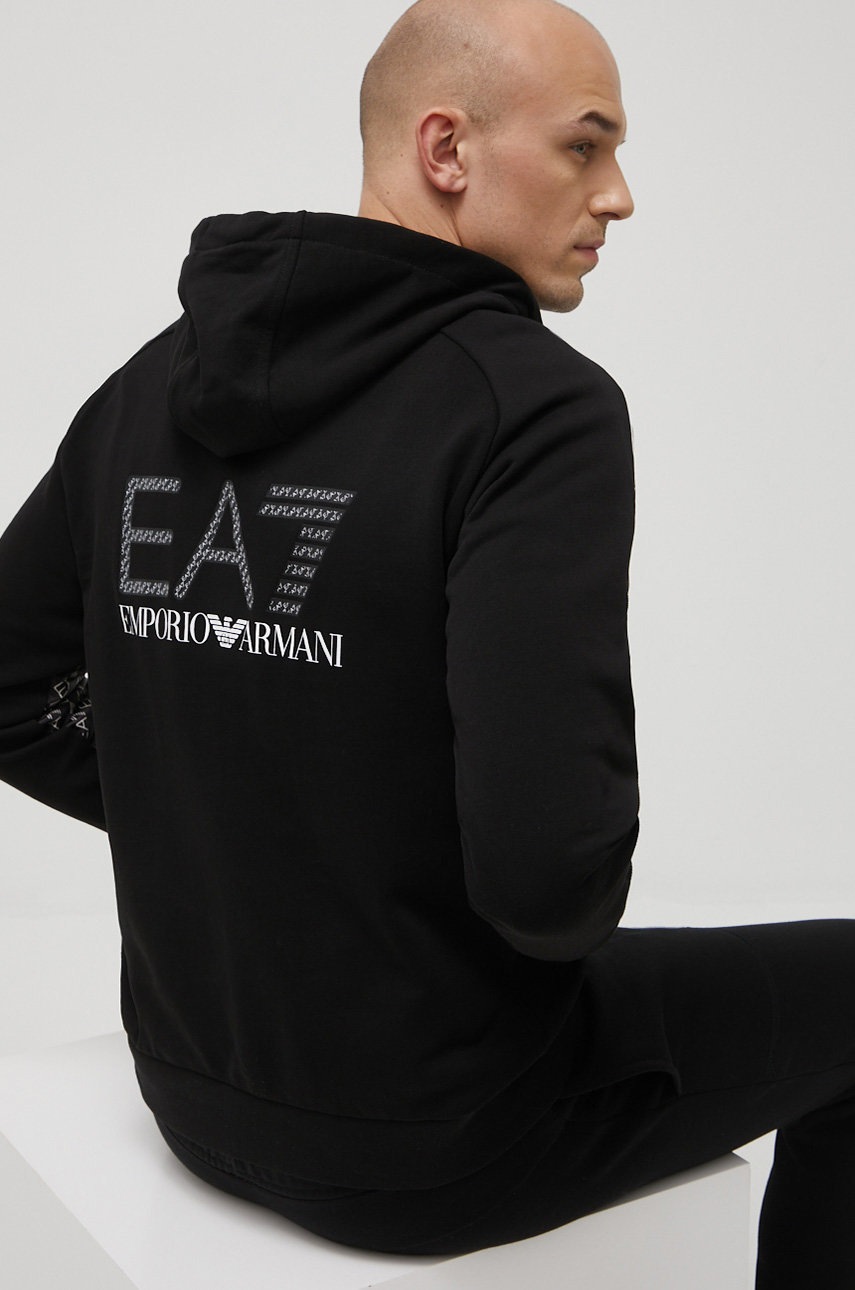 

Суичър EA7 Emporio Armani мъжка в черно с десен, Черен