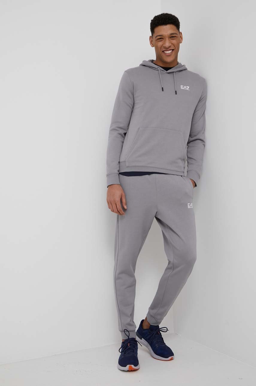 

Бавовняна кофта EA7 Emporio Armani чоловіча колір сірий однотонна