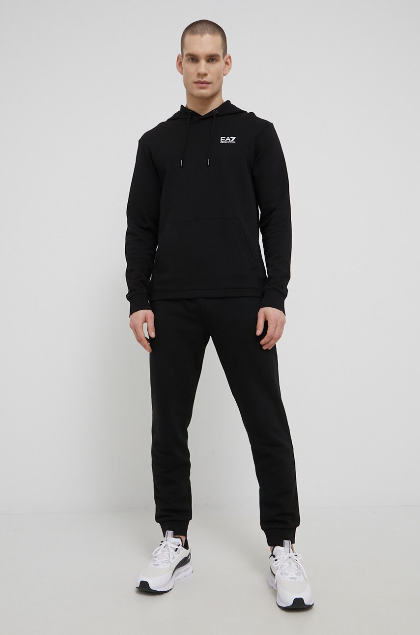 

Хлопковая кофта EA7 Emporio Armani мужская цвет чёрный однотонная
