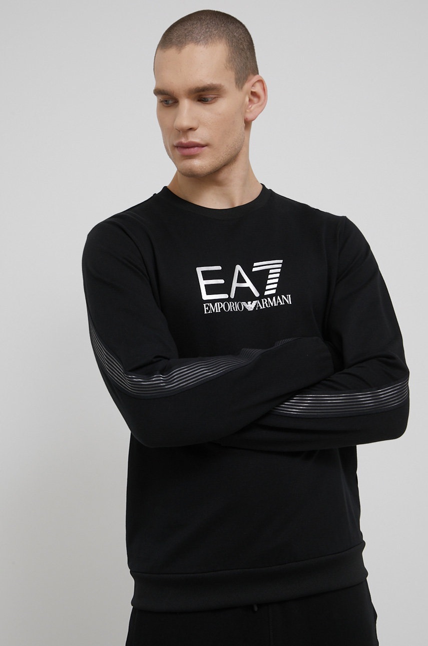 

Суичър EA7 Emporio Armani мъжка в черно с апликация, Черен