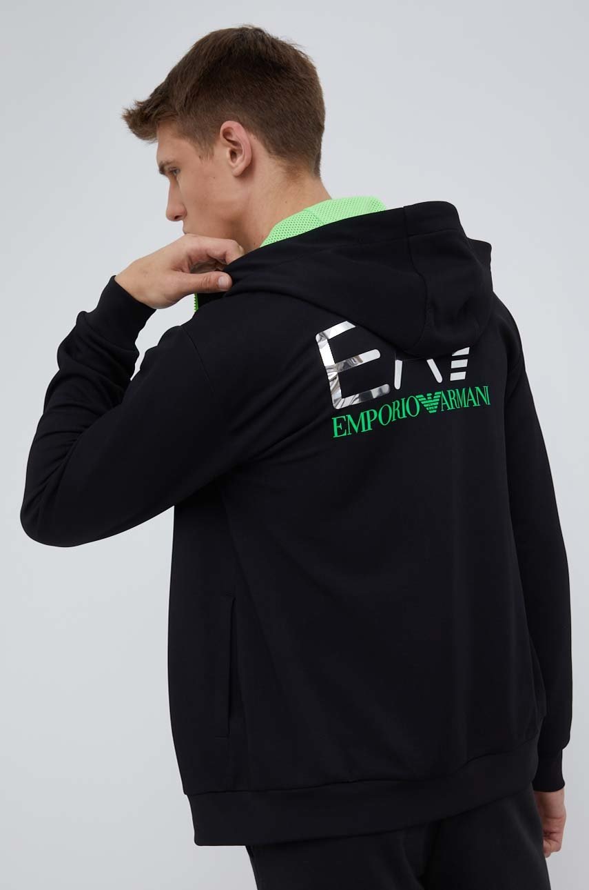 

Суичър EA7 Emporio Armani мъжка в черно с принт, Черен