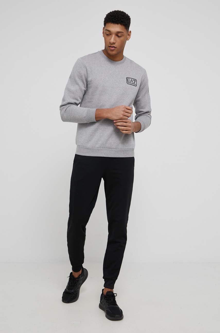 

Кофта EA7 Emporio Armani мужская цвет серый меланж