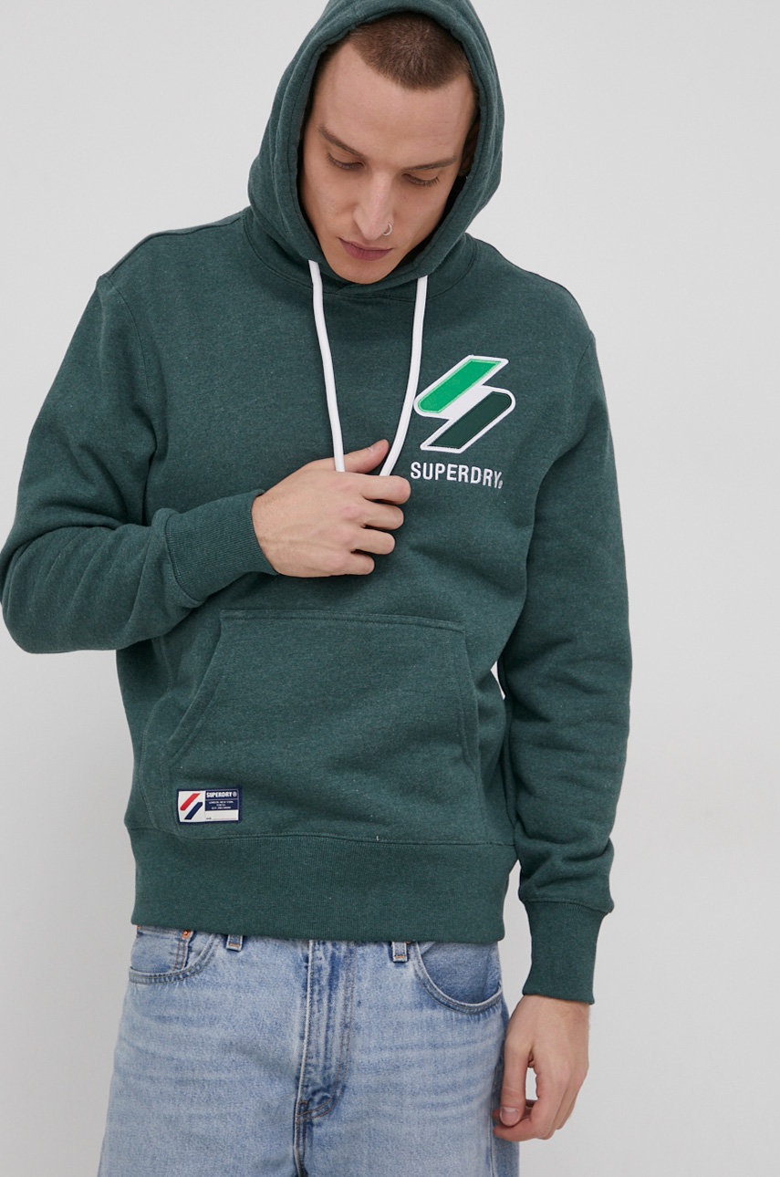 

Кофта Superdry чоловіча колір зелений з аплікацією
