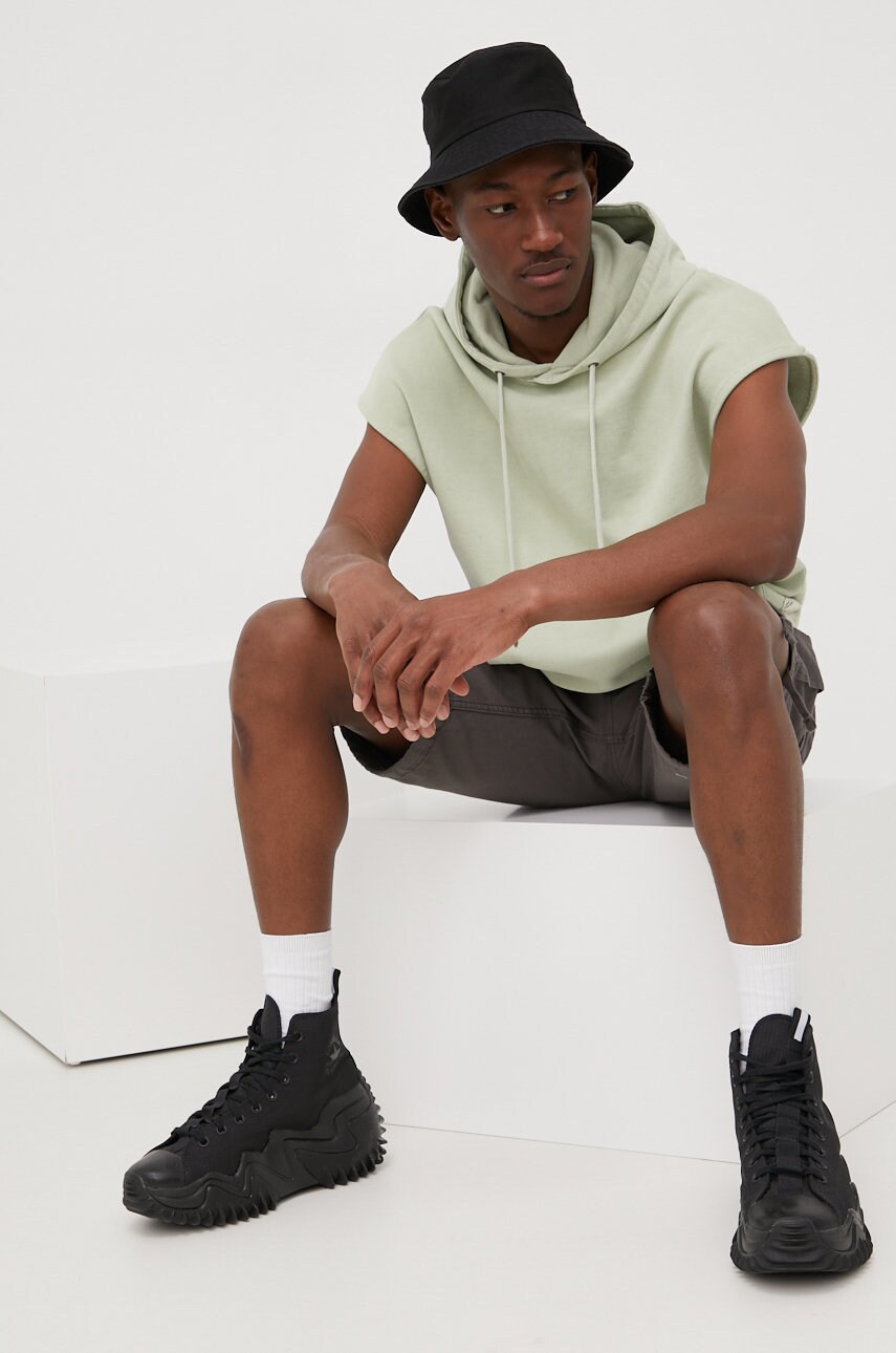 Jack & jones vestă din bumbac barbati, culoarea verde, neted