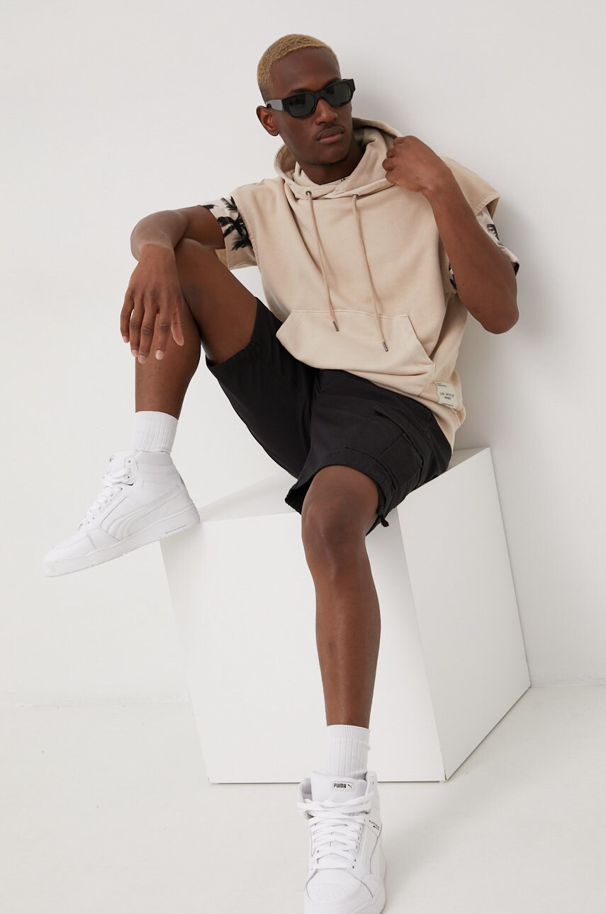Jack & jones vestă din bumbac barbati, culoarea bej, neted