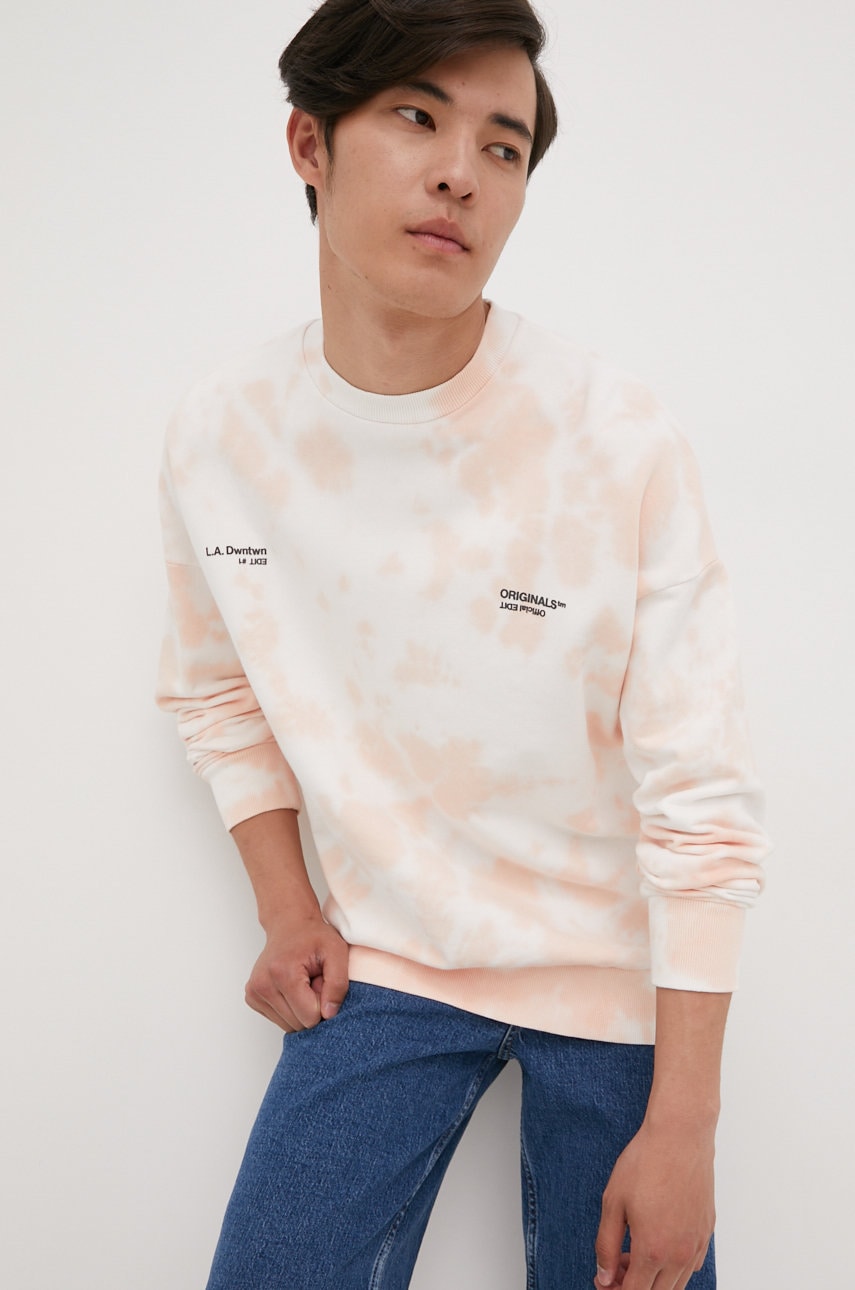 Jack & jones hanorac de bumbac barbati, culoarea roz, cu imprimeu