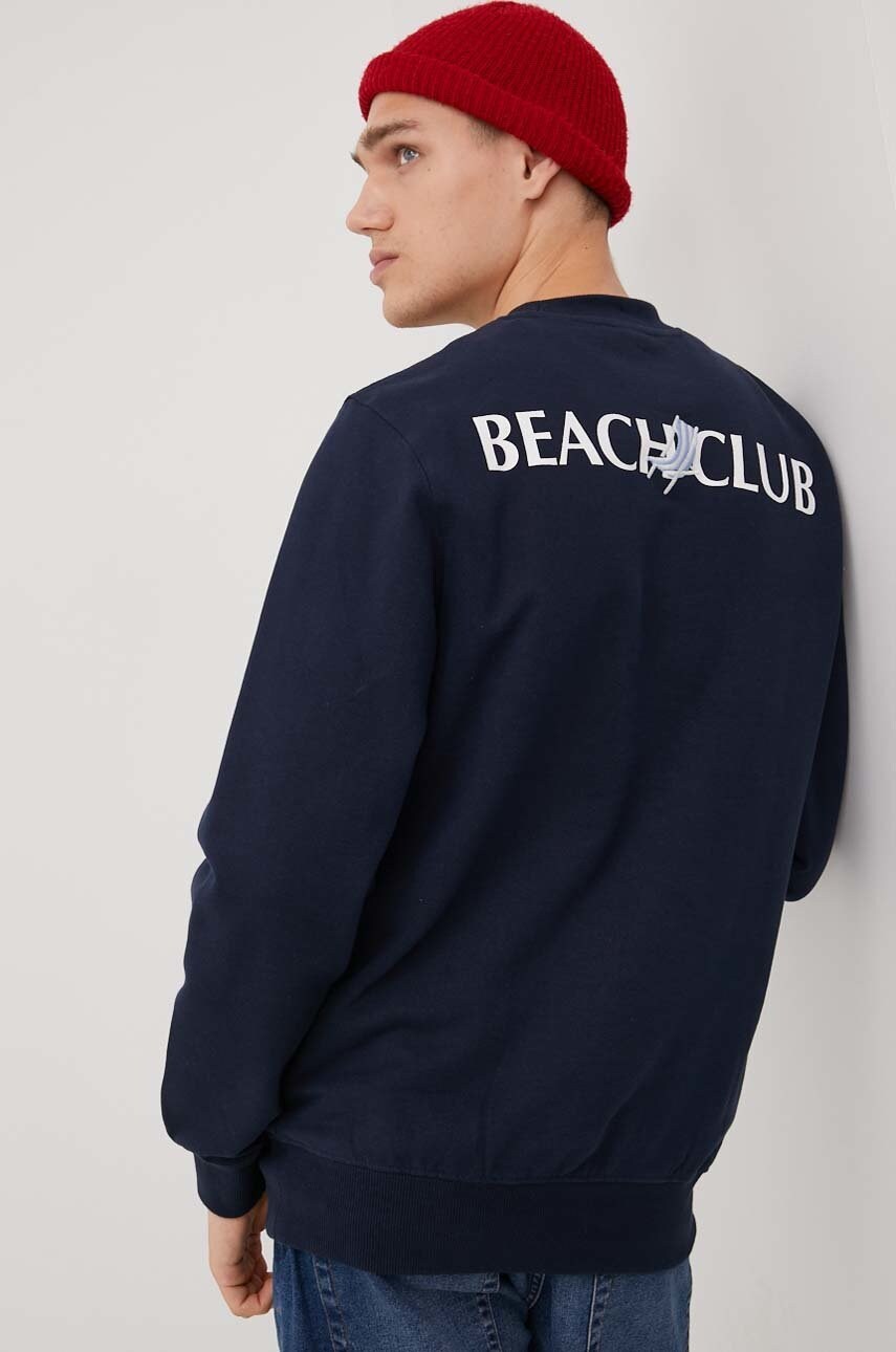 Jack & jones hanorac de bumbac barbati, culoarea albastru marin, cu imprimeu