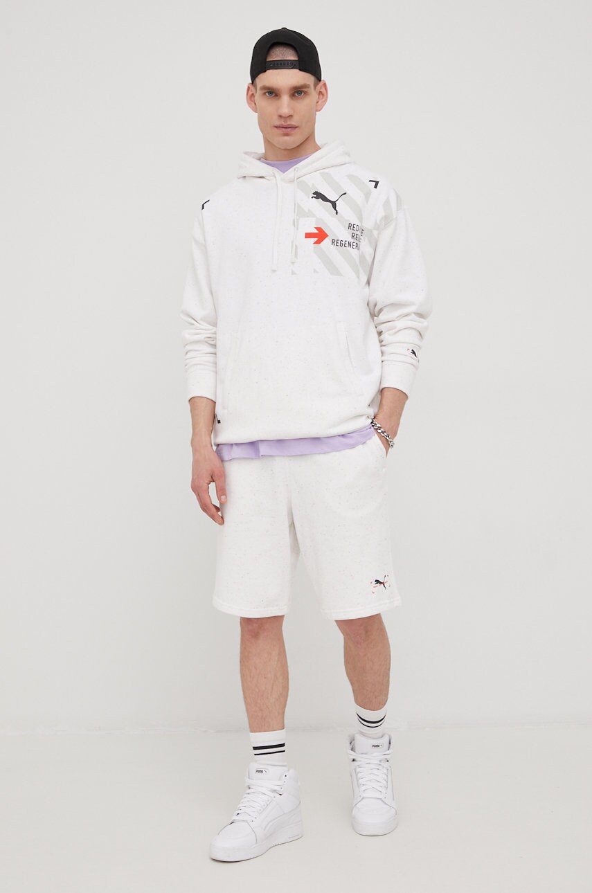 

Хлопковая кофта Puma 53395865 мужская цвет белый меланж