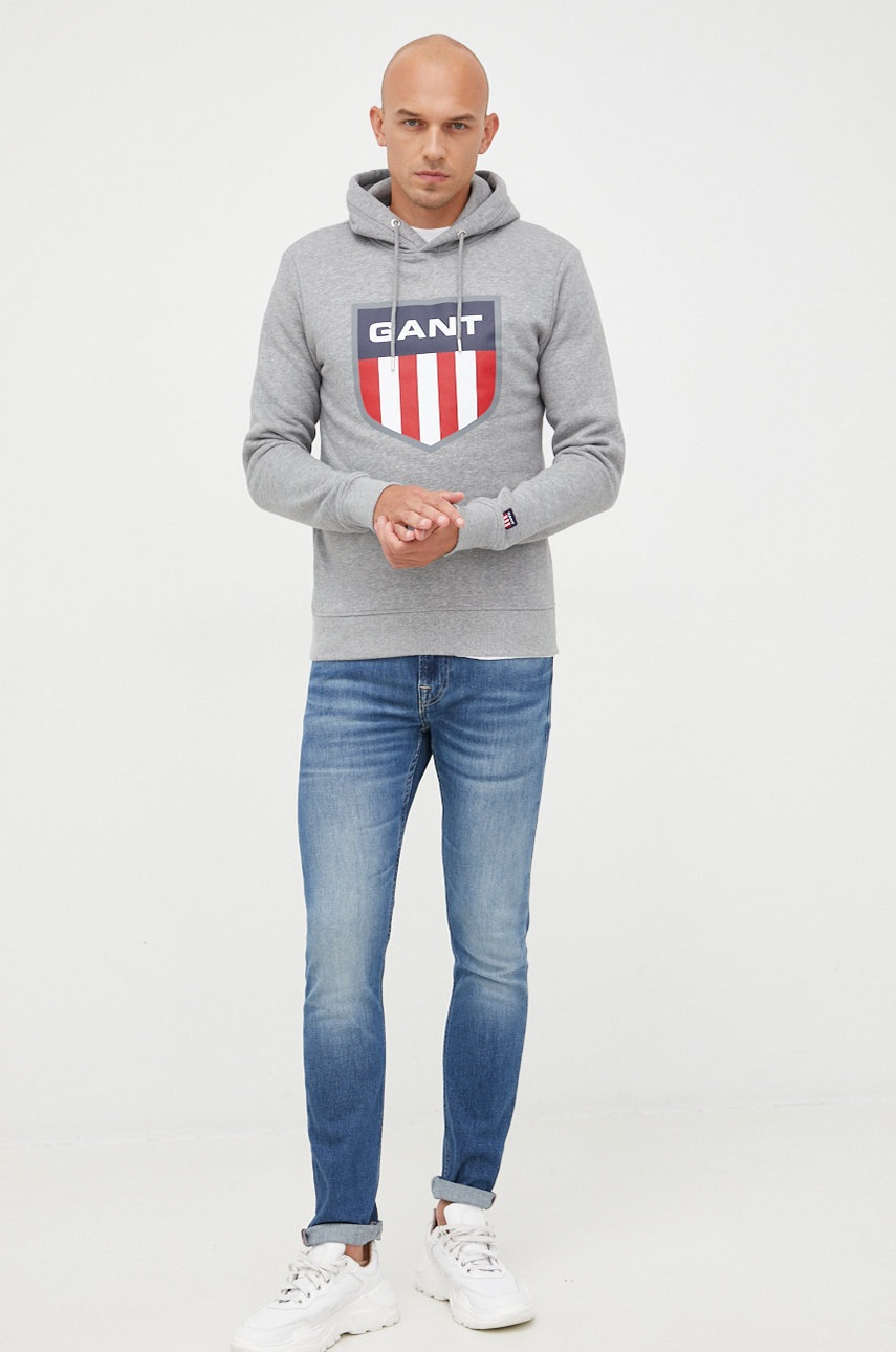 

Кофта Gant чоловіча колір сірий меланж