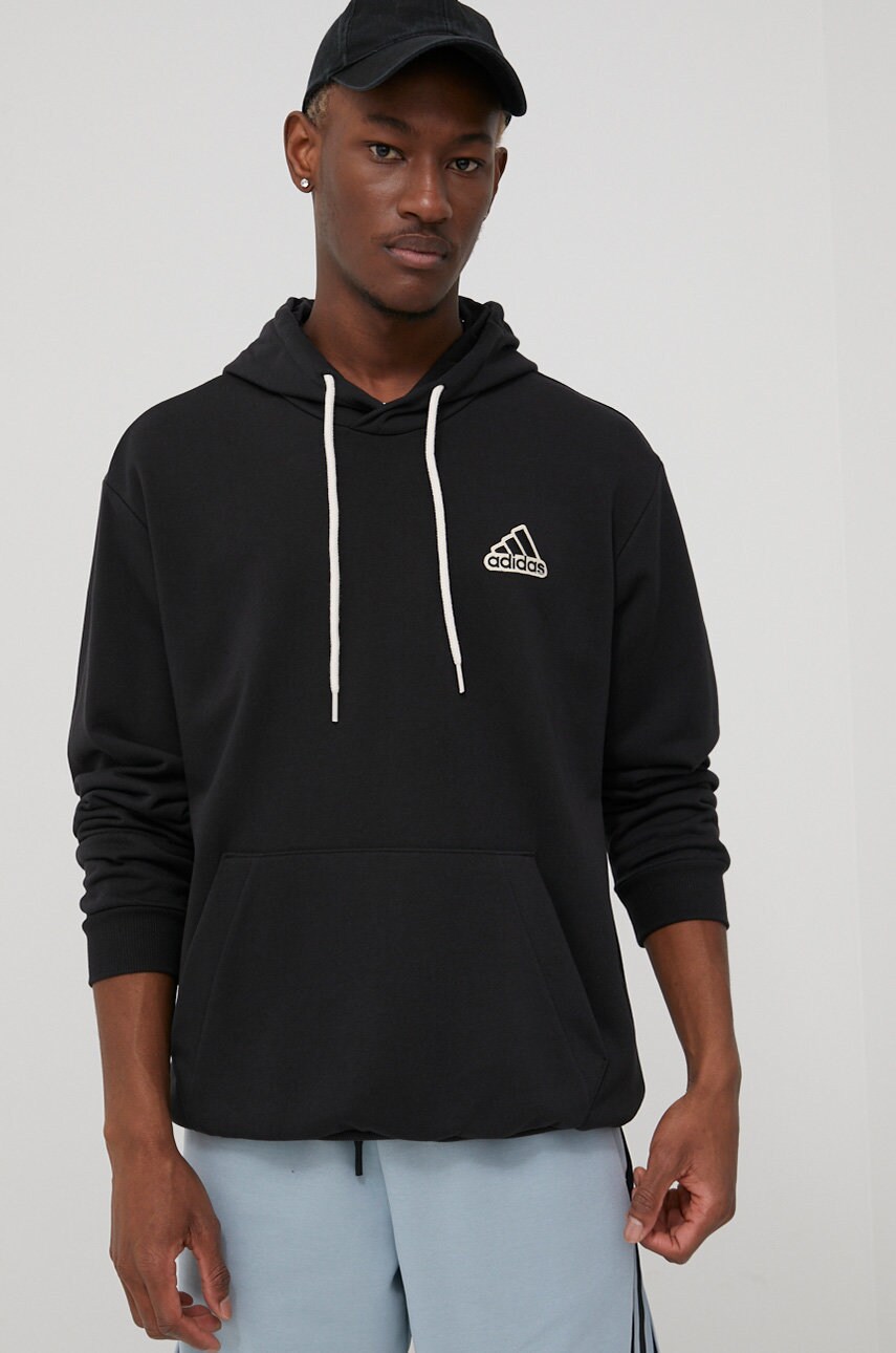 Adidas bluza he4343 barbati, culoarea negru, cu imprimeu
