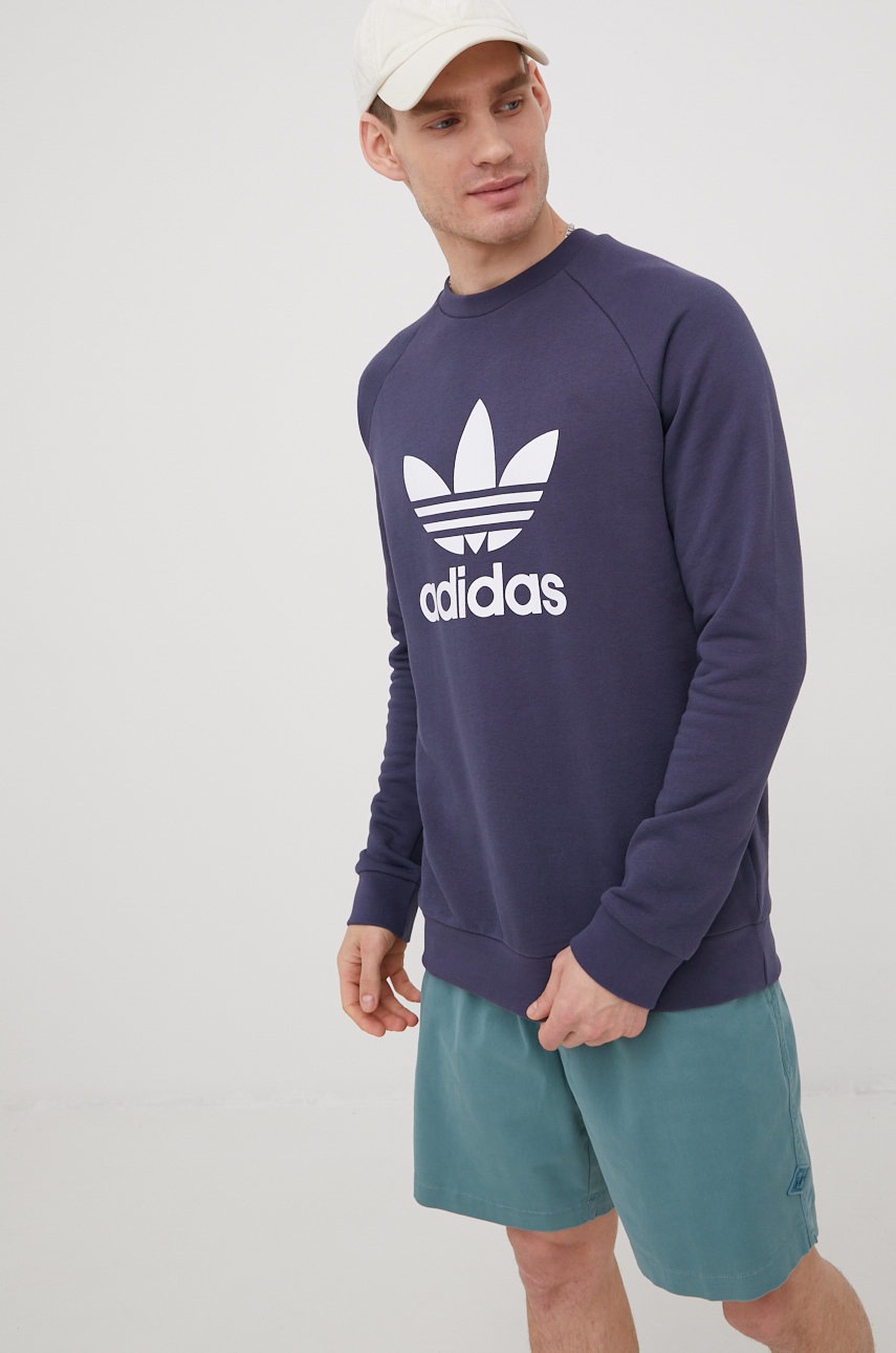 

Хлопковая кофта adidas Originals Adicolor HE9490 мужская цвет фиолетовый с принтом